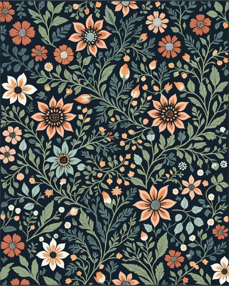 Ultra Soft Area Rug, Non Slip, Stain Resistant, Washable Area Rugs for Living Room, Bedroom, Boho Botanical Non-Slip Living Room(Black) - ODIKA