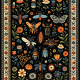 Whimsical Boho Insect Print Black(Black)