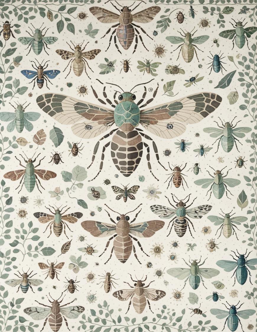 Ultra Soft Area Rug, Non Slip, Stain Resistant, Washable Area Rugs for Living Room, Bedroom, Modern Insect Print Stain Resistant Rug(Ivory) - ODIKA