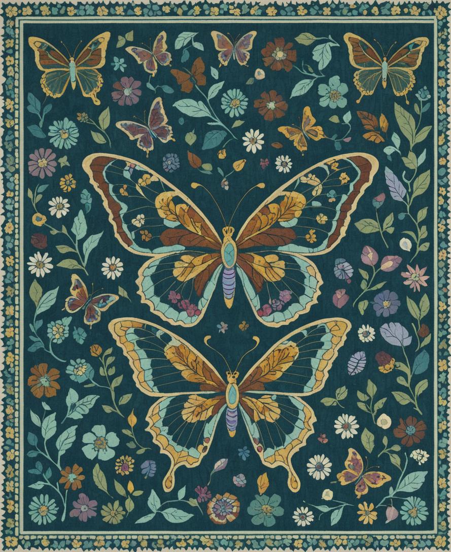 Ultra Soft Area Rug, Non Slip, Stain Resistant, Washable Area Rugs for Living Room, Bedroom, Butterfly Insect Print(Green) - ODIKA