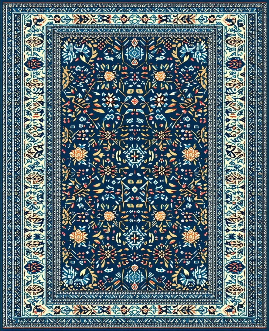 Ultra Soft Area Rug, Non Slip, Stain Resistant, Washable Area Rugs for Living Room, Bedroom, Vintage Boho Oriental Jungle(Blue) - ODIKA