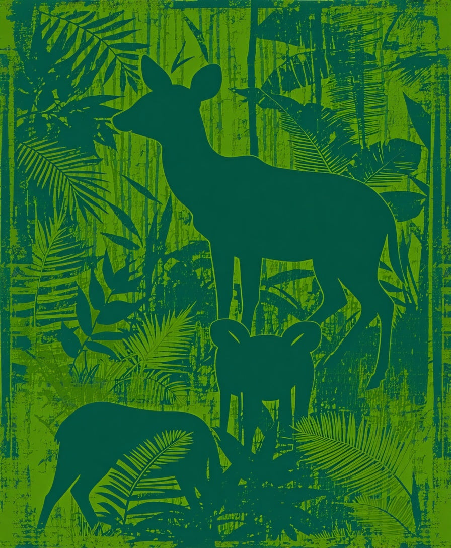 Ultra Soft Area Rug, Non Slip, Stain Resistant, Washable Area Rugs for Living Room, Bedroom, Abstract Jungle Animal(Green) - ODIKA