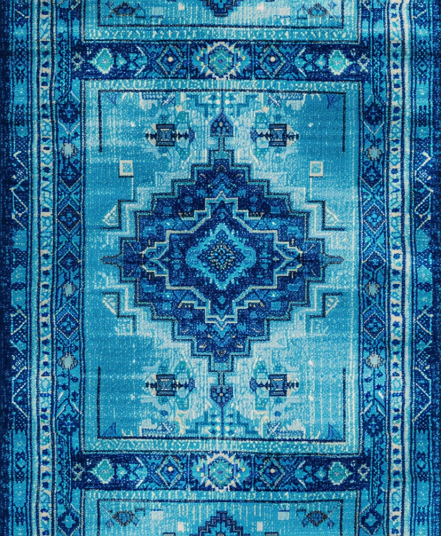 Ultra Soft Area Rug, Non Slip, Stain Resistant, Washable Area Rugs for Living Room, Bedroom, Carousel Kids Playroom(Blue) - ODIKA