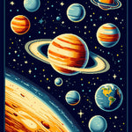 Ultra Soft Area Rug, Non Slip, Stain Resistant, Washable Area Rugs for Living Room, Bedroom, Solar System Round Kids(Blue) - ODIKA