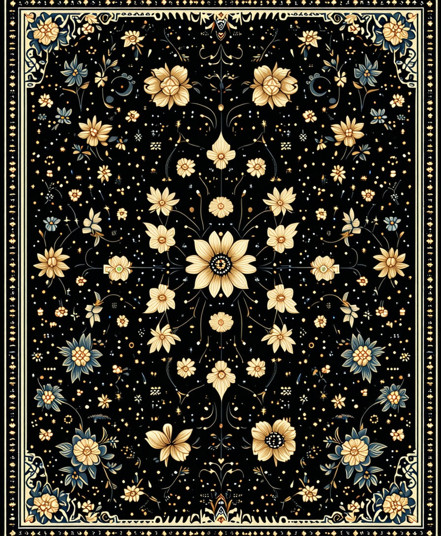 Ultra Soft Area Rug, Non Slip, Stain Resistant, Washable Area Rugs for Living Room, Bedroom, Vintage Celestial Moth(Black) - ODIKA