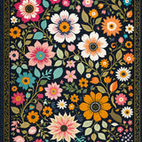 Ultra Soft Area Rug, Non Slip, Stain Resistant, Washable Area Rugs for Living Room, Bedroom, Floral Fantasy Low Pile(Black) - ODIKA