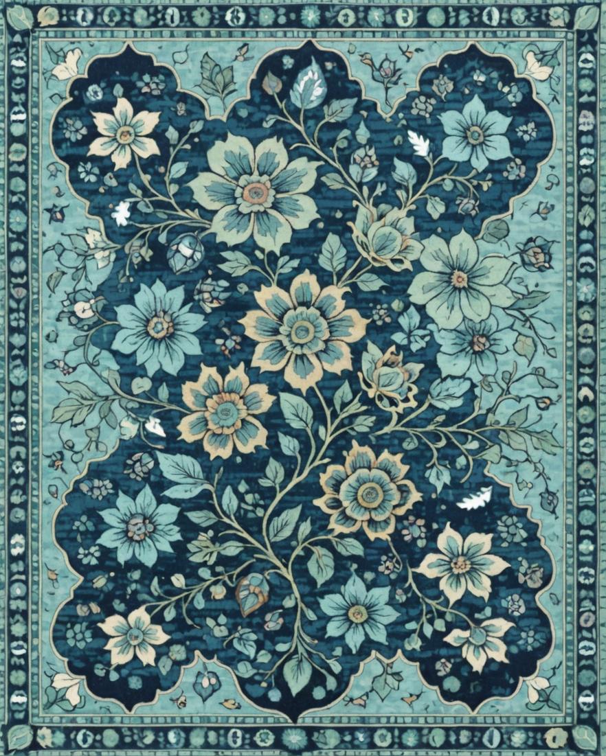 Ultra Soft Area Rug, Non Slip, Stain Resistant, Washable Area Rugs for Living Room, Bedroom, Vintage Floral Non-Slip Living Room(Blue) - ODIKA