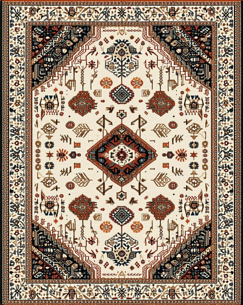 Ultra Soft Area Rug, Non Slip, Stain Resistant, Washable Area Rugs for Living Room, Bedroom, Boho Non-Shedding Living Room Rug(White) - ODIKA