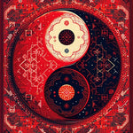 Ultra Soft Area Rug, Non Slip, Stain Resistant, Washable Area Rugs for Living Room, Bedroom, Soft Non-Slip Yin Yang Meditation Rug(Red) - ODIKA