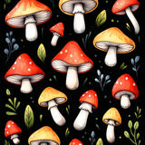 Playful Black Mushroom Anti Fatigue Mat(Red)