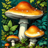 Vintage Mushroom Non Slip Kitchen Mat(Orange)