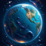 world map round(Blue)