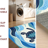 Contemporary Ocean inspired Entryway Mat(Blue)