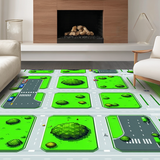 Whimsical White Car Path Design(Green)