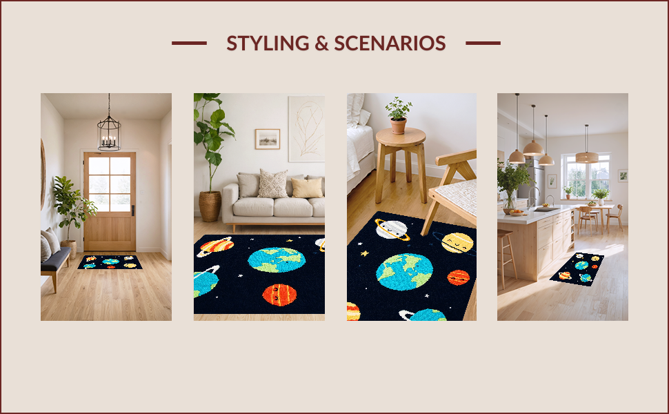 Ultra Soft Area Rug, Non Slip, Stain Resistant, Washable Area Rugs for Living Room, Bedroom, Outer Space Kids Rug(Black) - ODIKA
