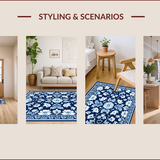 Rustic Yellow and Blue Kitchen Area Easy Cleaning(Blue)