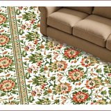 Rustic Vintage Floral Botanical Non Shedding(White)