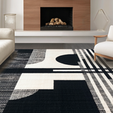 Modern Stripe Symphony Black and White Geometric Patterned(Black)