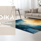 Modern Lattice Spectrum Featuring Gold and Blue Angular Art Motifs(Blue)