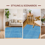 Contemporary Swedish Blue Patterned Accent(Blue)