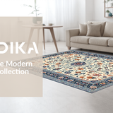 Artistic Floral Motif in Blue(Ivory)