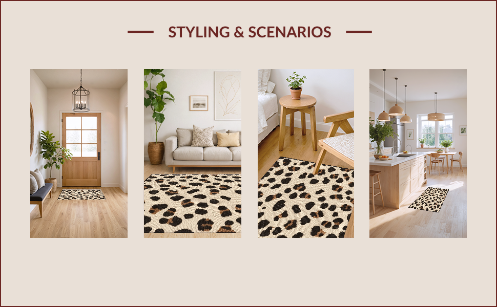 Ultra Soft Area Rug, Non Slip, Stain Resistant, Washable Area Rugs for Living Room, Bedroom, Modern Beige Leopard Print Plush Rug(Beige) - ODIKA