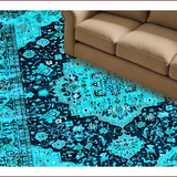 Vibrant Floral Medallion Trellis(Blue)