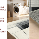 Modern Entryway Featuring Artful Pinstripe Bands and Sleek Graphic Detailing(Beige)