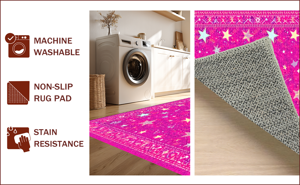 Ultra Soft Area Rug, Non Slip, Stain Resistant, Washable Area Rugs for Living Room, Bedroom, Preppy Pink Cowgirl Entryway Mat(Pink) - ODIKA