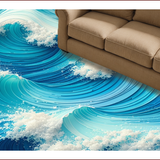 Ocean Blue Waves Non Slip Mat(Blue)