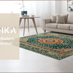 Ultra Soft Area Rug, Non Slip, Stain Resistant, Washable Area Rugs for Living Room, Bedroom, Boho Vintage Soft Non-Slip Living Room(Green) - ODIKA
