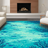 Modern Sea Life Patterned Accent(Blue)