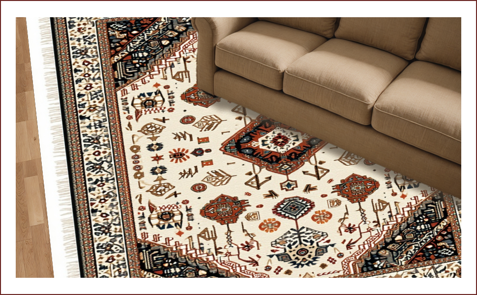 Ultra Soft Area Rug, Non Slip, Stain Resistant, Washable Area Rugs for Living Room, Bedroom, Boho Non-Shedding Living Room Rug(White) - ODIKA