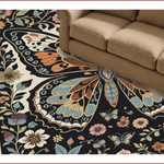 Ultra Soft Area Rug, Non Slip, Stain Resistant, Washable Area Rugs for Living Room, Bedroom, Boho Insect Print Non-Slip Playroom(Black) - ODIKA