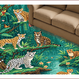 Neutral Jungle Animal Kids Room Non Slip(Green)