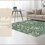 Ultra Soft Area Rug, Non Slip, Stain Resistant, Washable Area Rugs for Living Room, Bedroom, Vintage Woodcut Print(Green) - ODIKA