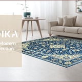 Elegant Distressed Floral Medallion(Blue)