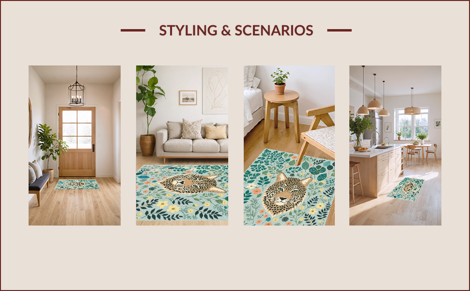 Ultra Soft Area Rug, Non Slip, Stain Resistant, Washable Area Rugs for Living Room, Bedroom, Modern Colorful Jungle Animal Play Rug(Gray) - ODIKA