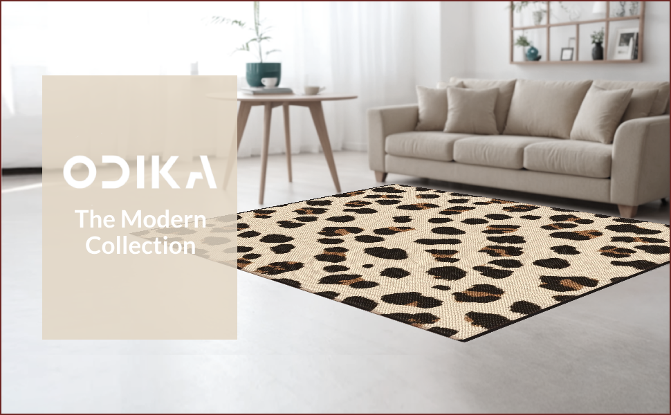 Ultra Soft Area Rug, Non Slip, Stain Resistant, Washable Area Rugs for Living Room, Bedroom, Modern Beige Leopard Print Plush Rug(Beige) - ODIKA