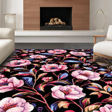 Elegant Black Pink Botanical Motif(Black)