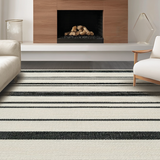 Minimalist Striped Weave with Crisp Black and White Horizontal Lines(Beige)
