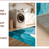 Vibrant Teal Grey Geometric Motif(Blue)