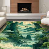 Lively Optical Graphic with Cranes(Green)
