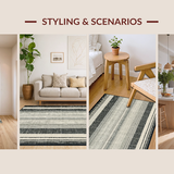 Modern Black & White Stripe Indoor(Beige)