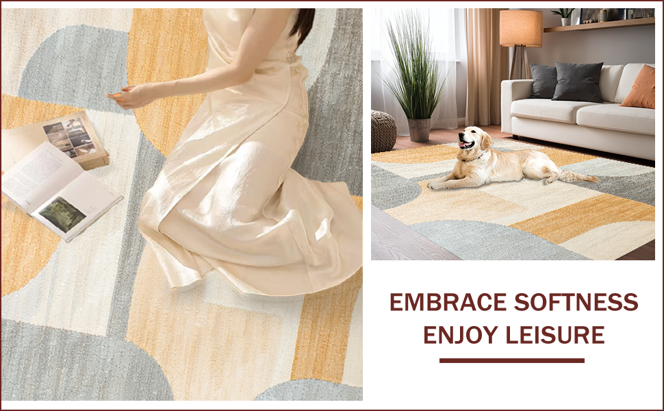 Ultra Soft Area Rug, Non Slip, Stain Resistant, Washable Area Rugs for Living Room, Bedroom, Abstract Serenity Zen Haven Rug(Beige) - ODIKA