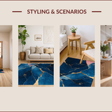 Artistic Gold Foil Geometric Print(Blue)