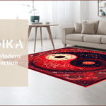 Ultra Soft Area Rug, Non Slip, Stain Resistant, Washable Area Rugs for Living Room, Bedroom, Soft Non-Slip Yin Yang Meditation Rug(Red) - ODIKA