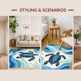 Contemporary Ocean inspired Entryway Mat(Blue)
