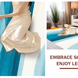 Lively Retro Striped Bath Mat(Blue)
