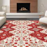 Warm Taupe and Red Floral Fusion(Red)